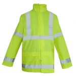 CONJUNTO IMPERMEABLE DE SEGURIDAD Y ALTA VISIBILIDAD COMPUESTO DE CHAMARRA Y PANTALON