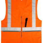 Chaleco liso de alta visibilidad con porta radios y bolsas laterales